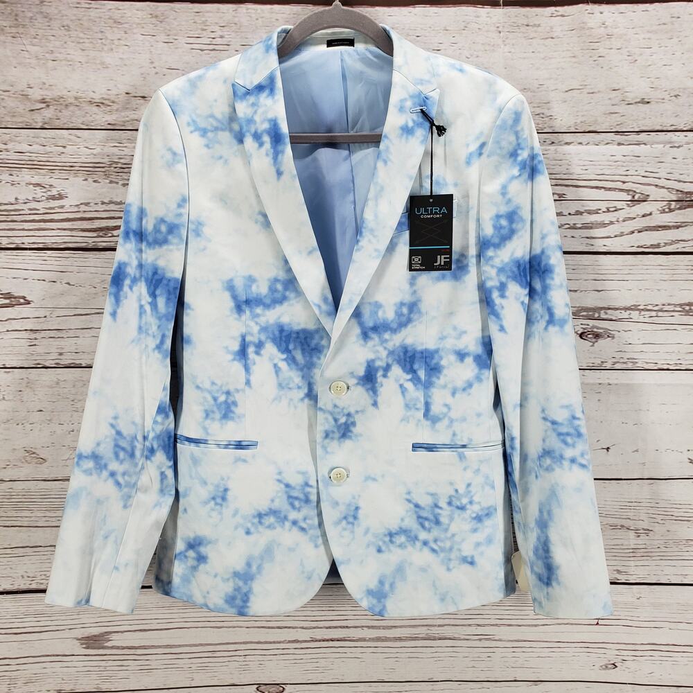 J.Ferrar New Men's Blue Dye Slim Fit Ultra Comfort Blazer Jacket Size 38S
